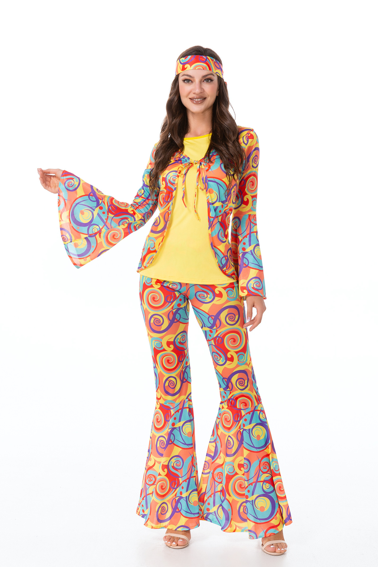 70s Retro Hippie Costume Set Halloween Disco Dance Performance Adult Costume